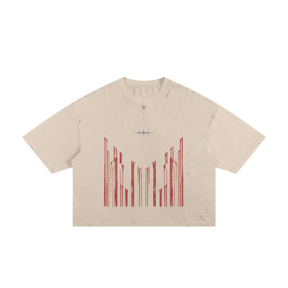 Stripes, frayed boxy tee